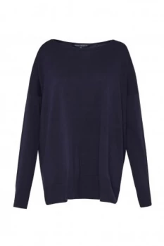 Image of French Connection Anna Solid Knits Cotton Jumper Blue