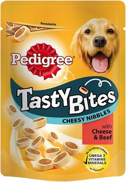 image of Pedigree Tasty Bites Dog Treats Chewy Cubes with Chicken 130g