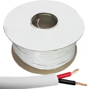 image of 100m Double Insulated Speaker Cable 2.01mmA² White 100V Volt PA System Reel Drum