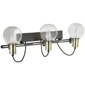 Netlighting Modern Wall Lamp Antique Bronze, Black 3 Light with Glass Shade, E14