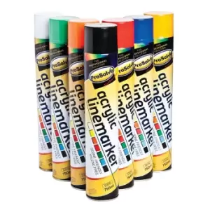 Image of ProSolve Acrylic Linemarker Spray Paint, Black - 12 x 750ml