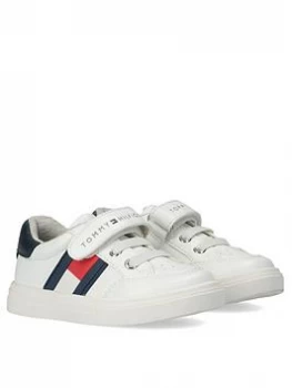 Image of Tommy Hilfiger Boys Low Cut Velcro Trainers - White, Size 10 Younger
