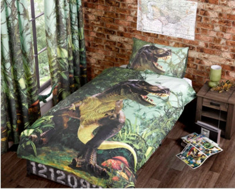 Image of Rapport Home T-Rex Window Polycotton Eyelet Curtains Green