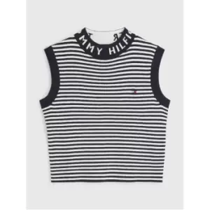 Image of Tommy Hilfiger Branded Rib Slvss Top - Blue