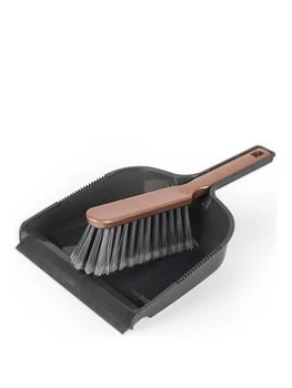 Image of Beldray Rubber Edged Dustpan & Brush Set - Grey / Rose Gold