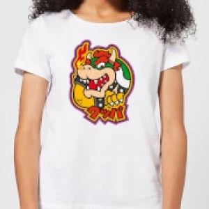 Image of Nintendo Super Mario Bowser Kanji Womens T-Shirt - White - 3XL