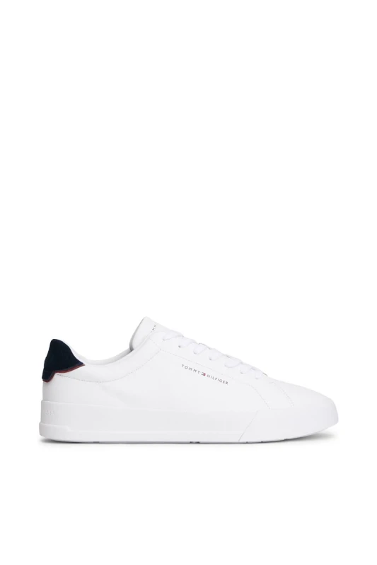 Image of Tommy Hilfiger Court Leather Low Top Trainers - White White 9