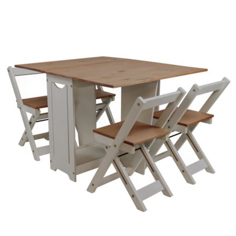Image of MERCERS FURNITURE Corona Grey Wax Butterfly Dining Set 5060765291025