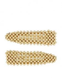 image of Accessorize 2X All Over Bead Snap Clips - Gold