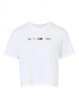 Image of Tommy Jeans Coloured Linear T-Shirt - White