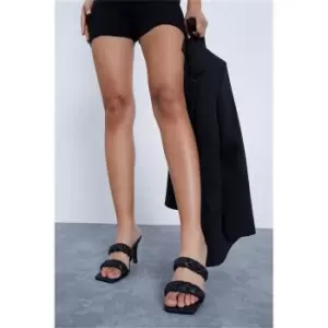 Image of I Saw It First Plaited Double Strap Heeled Mule - Black