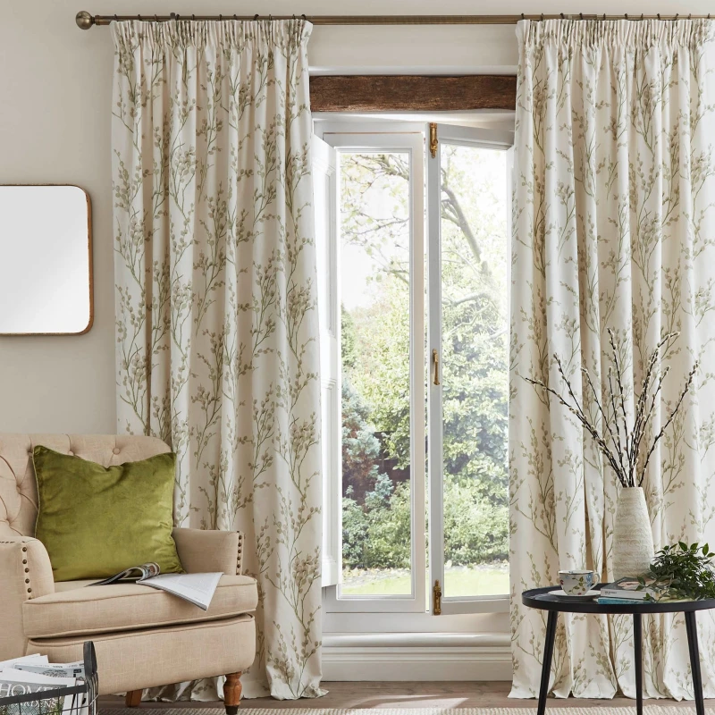 Image of Laura Ashley Pussy Willow Ready Made Curtains Off white-Hedgerow