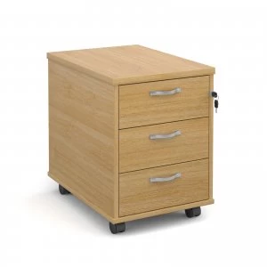 Image of Maestro 25 Mobile 3 Drawer Pedestal With Silver Handles 600mm Deep - OAK