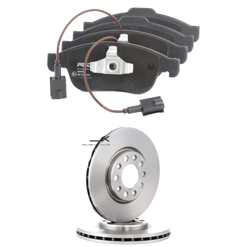 Image of RIDEX 3405B2834 Brake disc and pads set Front Axle, Brake Disc Type: internally vented, incl. wear warning contact Brake Set,disc brakes (3405)
