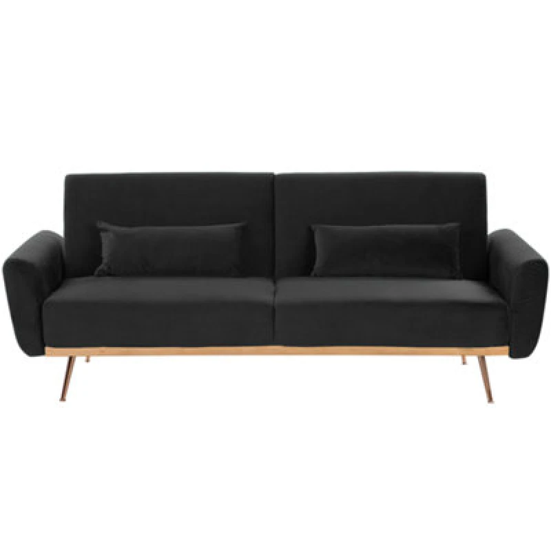 Image of Beliani Sofa Bed 3 Seater Eina Velvet Black