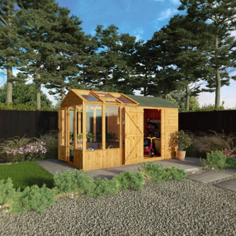 Image of Waltons 12 X 6 Combi Glass Greenhouse Shiplap Apex Garden Potting Shed