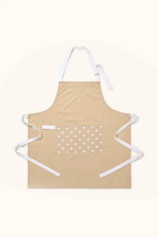 Image of Homescapes Beige Stars Cotton Apron Beige
