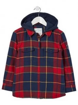 Image of FatFace Boys Zip Through Check Shacket - Multi, Size 9-10 Years