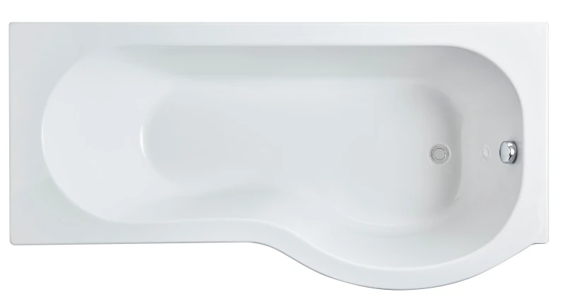 Image of Balterley Modern P Shape Right Hand Shower Bath Tub with Leg Set, 1600mm - White White Unisex