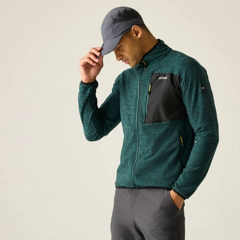 Image of Regatta Mens Scaris Full Zip Marl Fleece in Teal Size: Medium Teal Male M