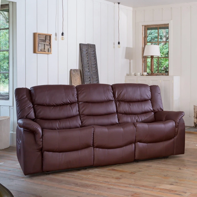 Image of Artemis Home Almeira 3 Seat Recliner Sofa in Burgundy Burgundy Unisex