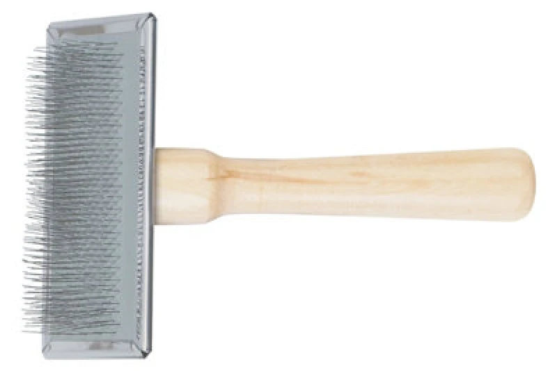 Image of Ancol 'Heritage' Wood Handled Pet Grooming Soft Large Size Slicker Brush Clear