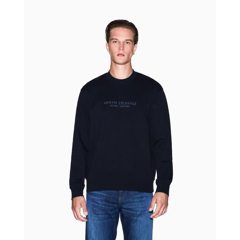Image of Armani Exchange Raised Logo Sweatshirt Deep Navy XL