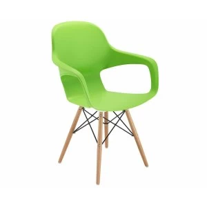 image of TC Office Ariel 2 Retro Chair with Wooden and Wire Base, Green