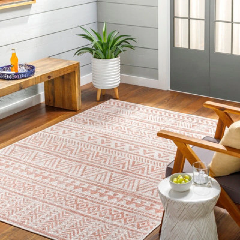 Image of Livabliss In- & Outdoor Global Coral/pink Diksha Area Rug 200 X 275cm - Easy To Clean, Perfect For Patio, Balcony, Kitchen Or Dining Room