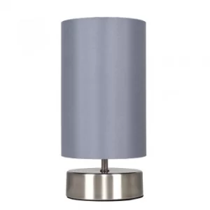 image of Francis Touch Table Lamp in Brushed Chrome with Grey Shade