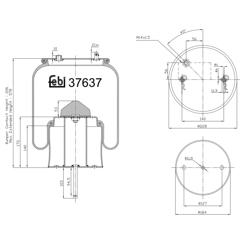 Image of FEBI BILSTEIN 37637 Boot, air suspension Rear Axle Boot,air suspension (324)