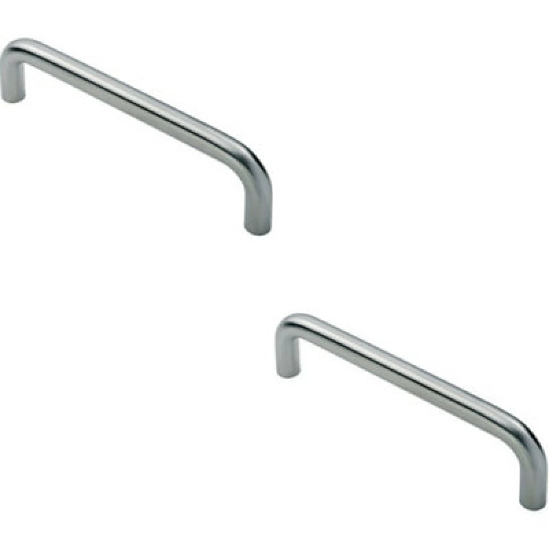 Image of Loops 2x D Shape Cabinet Pull Handle 106 x 10mm 96mm Fixing Centres Satin Steel Metallics unisex