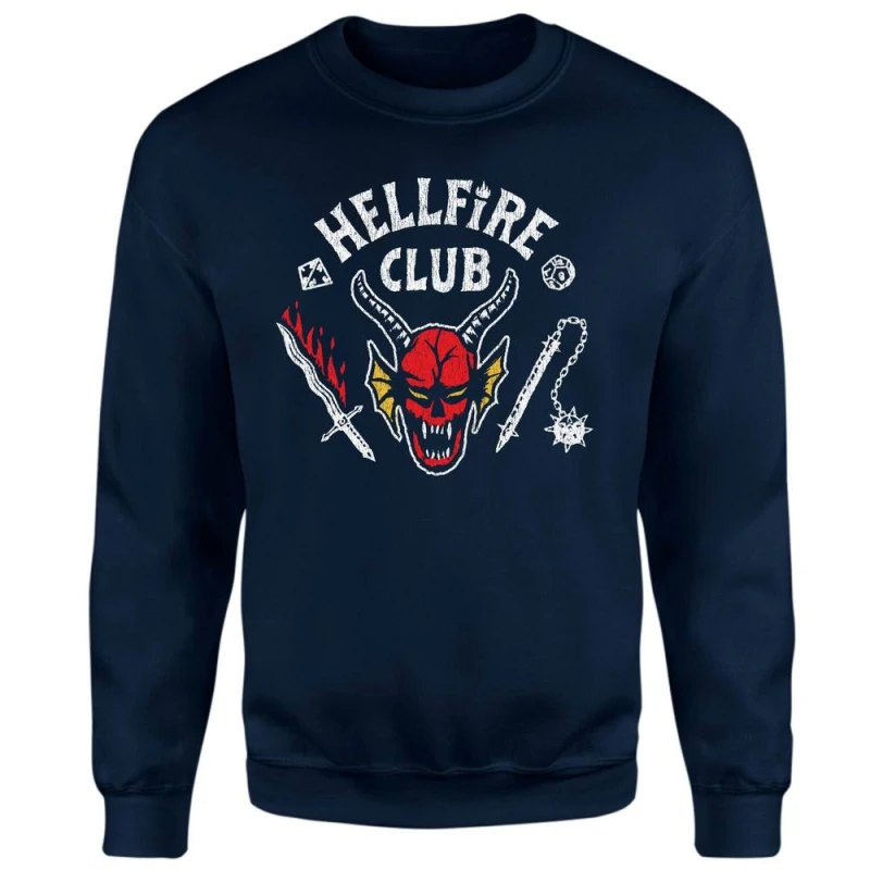Image of Stranger Things Hellfire Club Vintage Sweatshirt - Navy - S