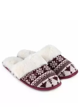 image of TOTES Family Collection Fair Isle Mule Slipper - Multi, Size 3-4, Women