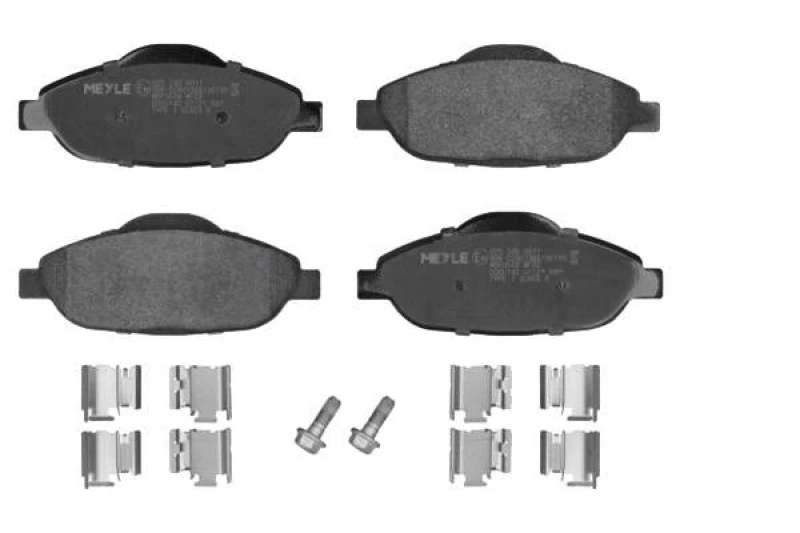 Image of MEYLE 025 246 6017 Brake pad set Front Axle, excl. wear warning contact, with accessories, Original Quality, with brake caliper screws Brake Pad Set,