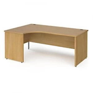 image of Dams International Left Hand Ergonomic Desk with Oak Coloured MFC Top and Silver Panel Ends and Silver Frame Corner Post Legs Contract 25 1800 x 1200