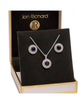 Jon Richard Silver Blue Double Halo Set