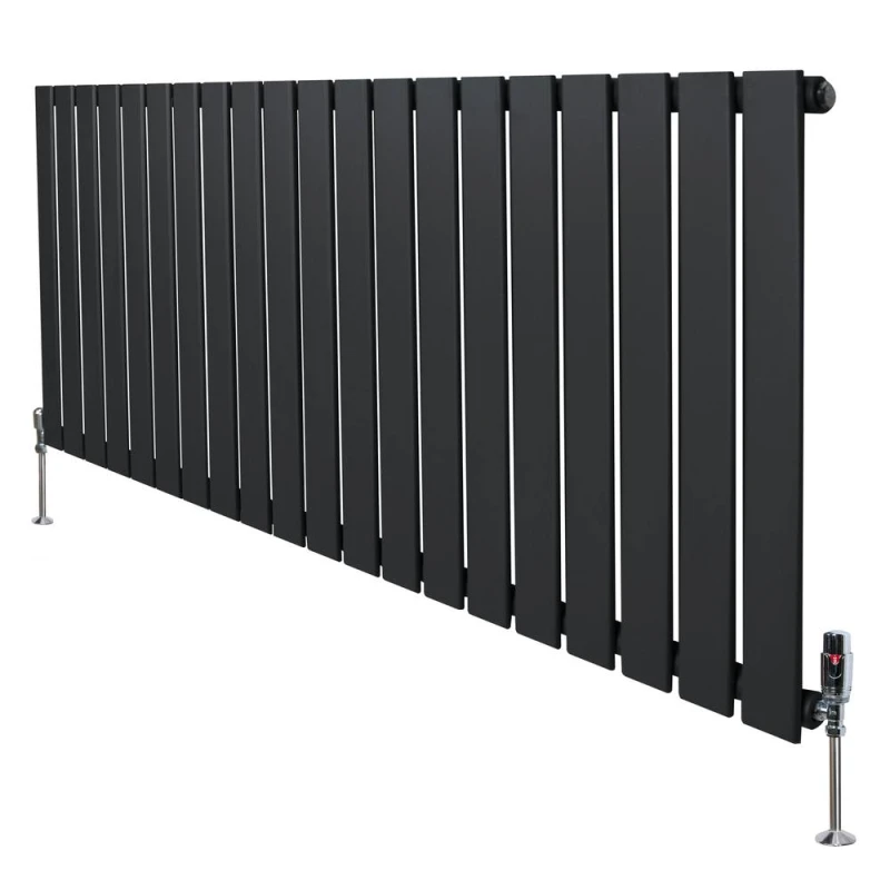 Image of Monstershop Flat Single Column Radiator & Valves - 600mm x 1400mm - Anthracite in Grey Grey Unisex