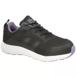 Image of Grafters Womens/Ladies Toe Capped Safety Trainers (9 UK) (Black/Lilac) - Black/Lilac