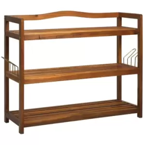 image of Homcom 3 Tier Shoe Rack Acacia Wood Shoe Storage Shelf For Entryway Bedroom Teak