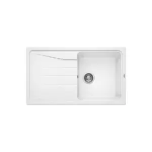 Image of Single Bowl White Composite Kitchen Sink with Reversible Drainer - Blanco Lantos Sona 5 S Silgranit Puradur Ii