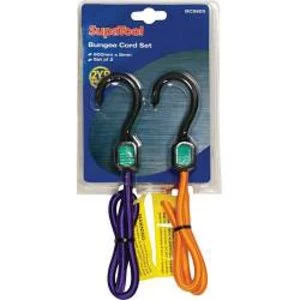 image of SupaTool Bungee Cord Set with Plastic Hooks 600mm x 8mm