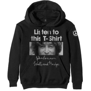 Image of John Lennon - Listen To This Mens Large Pullover Hoodie - Black