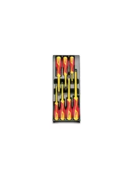 image of Beta Tools T226 7pc VDE Insulate Flat/PH Screwdriver Set in Tray for Roller Cabs