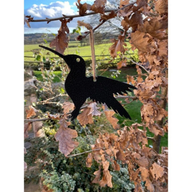Image of Poppy Forge Hanging Hummingbird Garden Art (Pack Of 3) - W22 X H15cm - Black