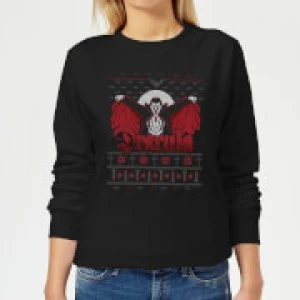 image of Universal Monsters Dracula Christmas Womens Sweatshirt - Black