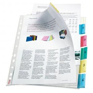 Image of Esselte Index with 6 Tabbed Pockets A4 Polypropylene Glass Clear -