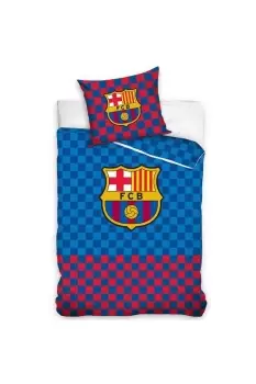 Image of Cotton Checked Duvet Cover Set