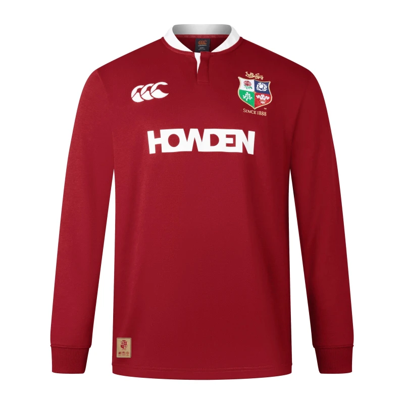Image of Canterbury British and Irish Lions 2025 Long Sleeve Classic Shirt Adults Red Dahlia male 2X Small