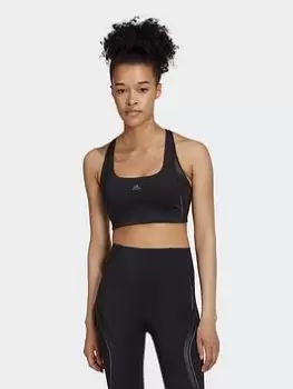 Image of adidas Powerimpact Luxe Training Medium-support Hiit Bra, Black/Grey, Size XL, Women